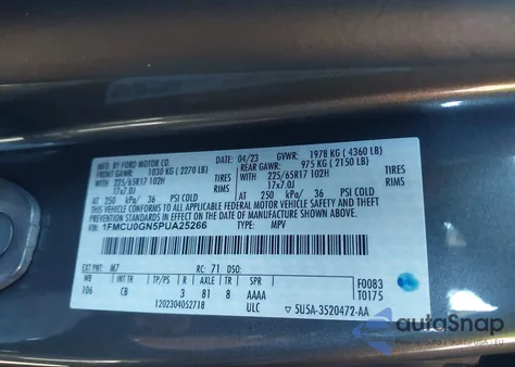 2023 Ford Escape Active из США, поврежденный, VIN 1FMCU0GN5PUA25266